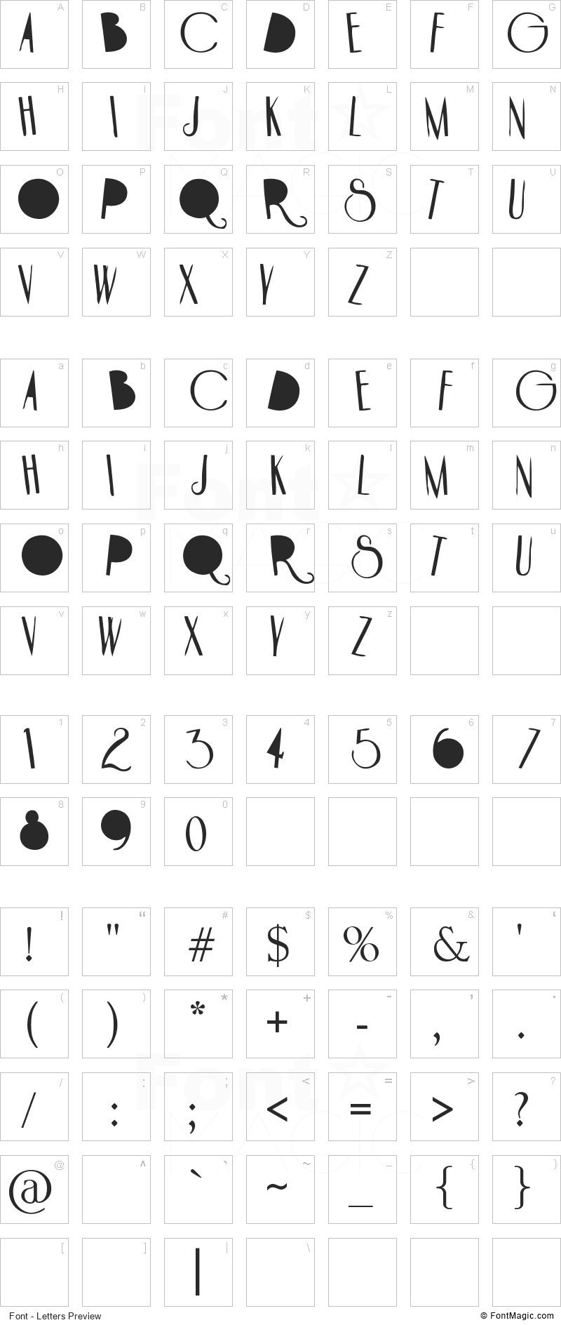 Hotel Paradiso Font - All Latters Preview Chart
